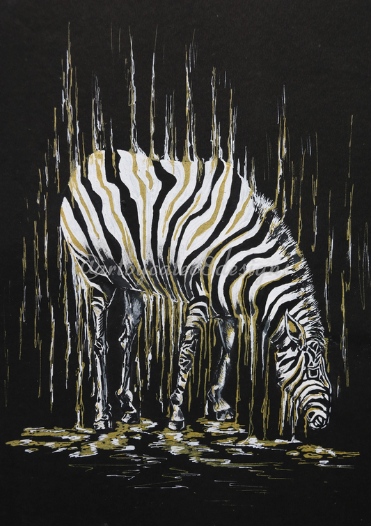 Watermarked - ZEBRA Fine Art Print - Black & Gold