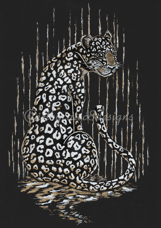 Watermarked - LEOPARD Fine Art Print - Black & Gold
